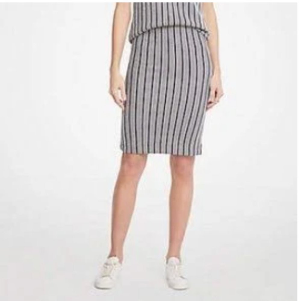 Ann Taylor LOFt size Large Navy and white Knit Pencil Skirt